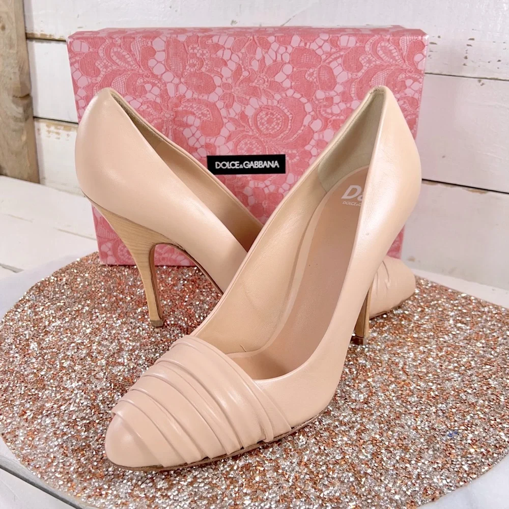Dolce & Gabbana Nappa Leather Wrapped Toe Heels